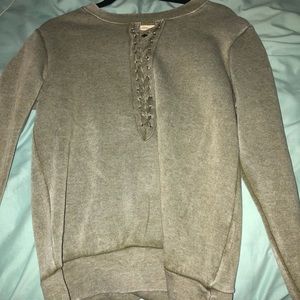 Army Green Sweatshirt with Ties